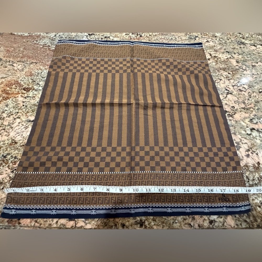 Fendi Brown & Navy Pocket Square/Handkerchief - Picture 3 of 5